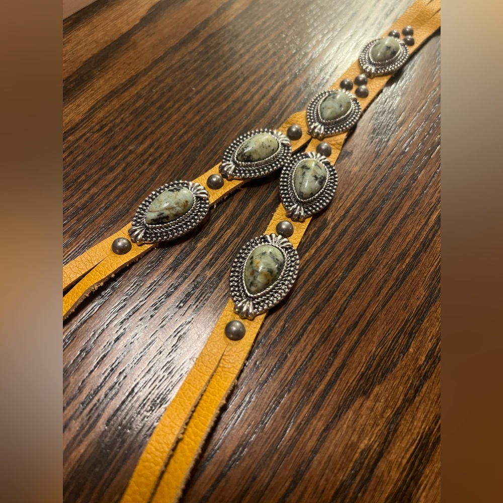 Authentic turquoise and leather necklace